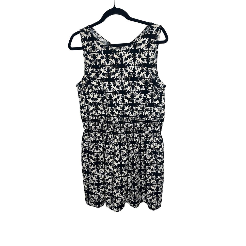 Universal Thread Sleeveless Black Ikat Dress Sundress Cream Geometric Pattern L